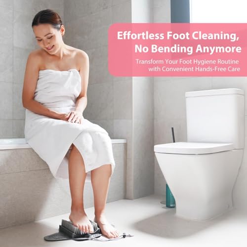 Efforest Shower Foot Scrubber Mat with Pumice Stone - Cleans, Smooths & Removes Dead Skin on Foot Without Bending, Foot Callus Remover with Non-Slip Suction Cups, Foot Scraper for Shower & Bathtub - color: Gray