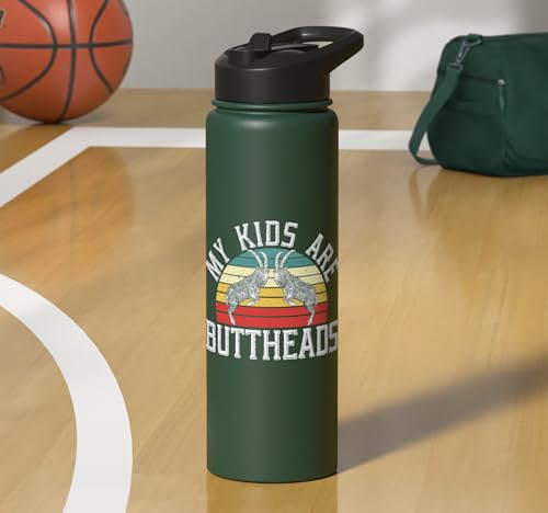 My Kids Are Buttheads Goat Whisperer Farm Animal Stainless Steel Insulated Water Bottle - color: Dark Green