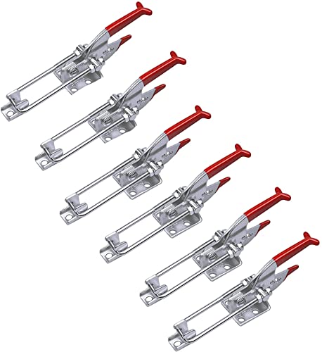 SKYCK 6-Pack 2000lbs Capacity Heavy Duty Toggle Clamp,Adjustable U Bolt Self-Lock Latch for Tire Carrier,Toggle Latch Lock for Sliding Door,40431 Pull Cam Jigs for Barn Door Jamb,Tool Box,Smoker Clamp