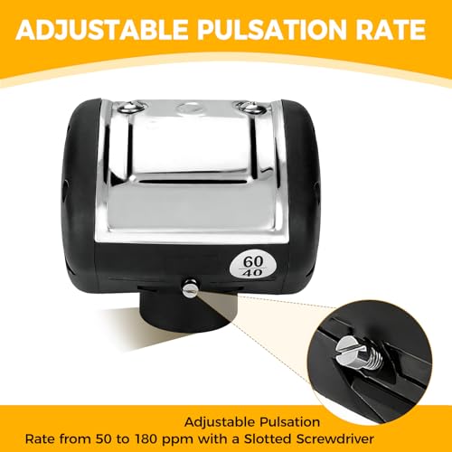 Pneumatic Pulsator for Cow Milker Machine, Upgraded 2 Stainless Steel Exits Milking Machine Pulsator Replacement, 50-180 ppm Pulsation Speed Adjustable,60/40 Ratio Milker Accessories