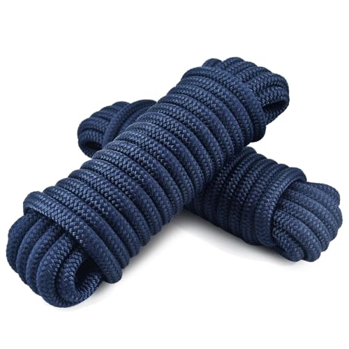 TetherTite Boat Dock Lines 5/8 Inch 20/25/30 Ft,Double Braided Nylon Boat Dock Lines with Loop, Mooring Line Marine Rope (3/4 * 30.5) - size: 3/4*30.5
