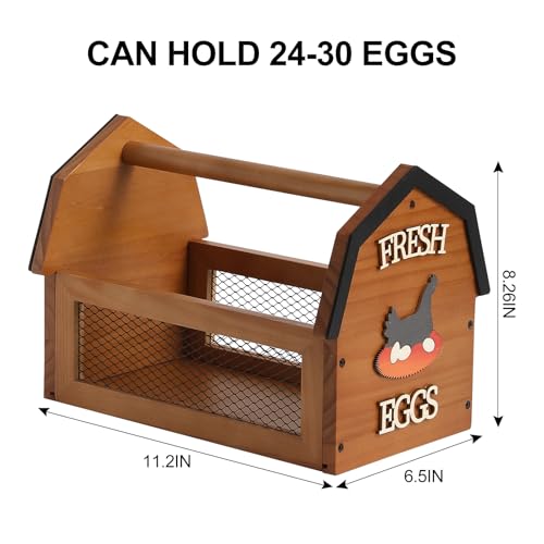 ZSHLXM Wood Farmhouse Egg Collecting Basket - Large Countertop Chicken Egg Basket - color: Brown, size: Large