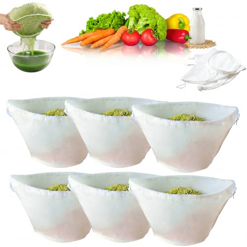 XEMBRALTI Reusable Fine Mesh Cotton Strainer Bag, Cotton Filter Bags for Cheese, Nut Milk Brewing, Yogurt Coffee Tofu Tea & Juice Extraction, Food Grade Filtration Bag (Medium-6 Pcs) - size: Medium-6 Pcs