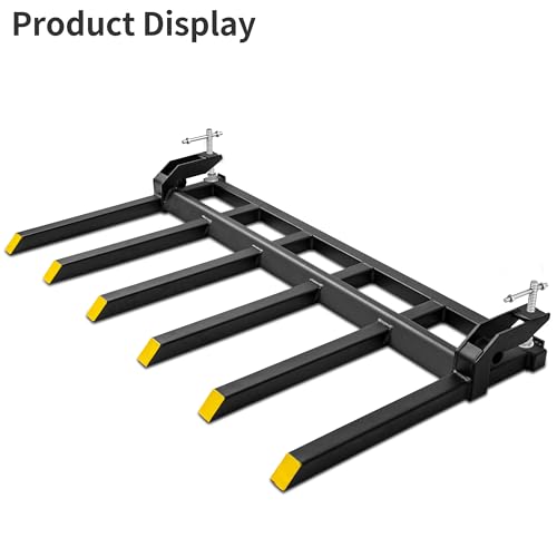 60" Clamp on Debris Forks 4000 lbs Loader Bucket Fork | Heavy duty clamp on pallet forks and debris forks attachments fit for loader bucket, skid steer, and tractor. - size: 60 IN
