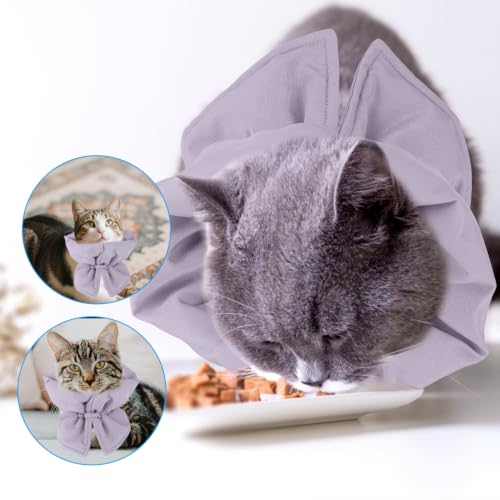 BOXOB Cat Cone Collar, Adjustable Cat Recovery Collar(S, Purple) | Lightweight Waterproof Protective Cat Collar Soft Pet Recovery Collar Keep Dogs Cats from Licking Wounds - color: Purple