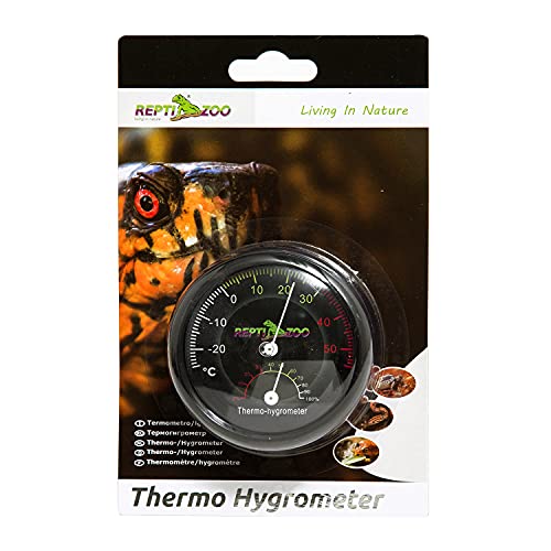 REPTI ZOO Reptile Terrarium Thermometer Hygrometer Dual Gauges Pet Rearing Box Reptile Thermometer and Humidity Gauge - size: 8*8*2cm/3.14*3.14*0.788''