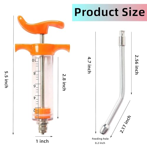 1 Pcs Goats Feed water filler, Drench Nozzle, Reusable, Adjustable Dosage, for Cattle, Sheep, Goats, Horse, Pig, Dog Supplies (Orange 10ml) - size: B (10ml)