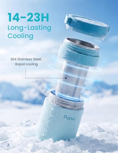 Paruu Portable Breast Milk Cooler, 304 Stainless Steel Breastmilk Chiller for 14–23H Cooling, 10-24oz Breastmilk Storage Container for Travel, Outdoor, New Moms Breastfeeding Essentials, Blue - color: Blue