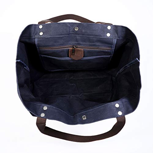 WUDON Waxed Canvas Travel Tote Bag - Extra Large Carryall Shoulder Bag for Women | Travel - color: Grey