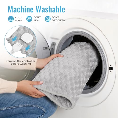 Electric Heated Foot Warmer Soft Flannel Foot Heater with 2h Auto Off & 3 Heat Levels Full Body Use Heating Pad for Feet, Abdomen, Cramps, Pain Relief Pocket Design 16" x 22" Light Grey - color: Dark Grey