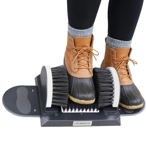 Adjustable Width Boot Scrubber & Shoe Cleaner - Heavy Duty, Outdoor | Rugged Bristle Brush for Mud,Dirt,Snow - Crack-Resistant,No Shedding - For Garden,Farm,Garage - Rustproof & Easy Clean