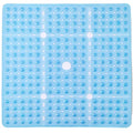 ENKOSI Square Shower Mat 27x27 inch - Anti Slip Bathroom Shower Stall Mats for Shower Floors - Non Slip Square Bath Mat with Strong Secure Suction Cups and Drain Holes in Middle (Clear Blue 27x27) - color: Clear Blue