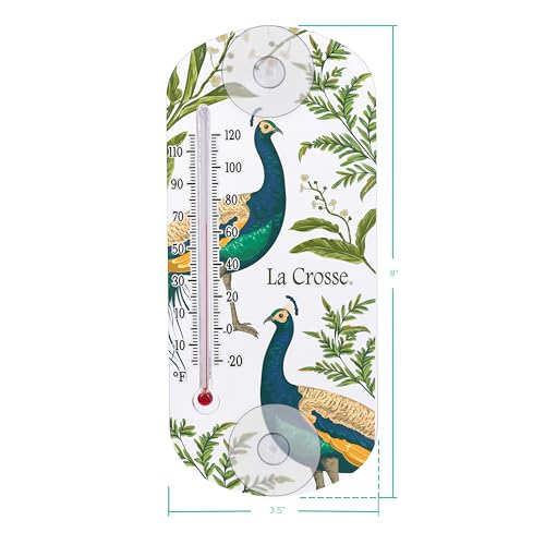 La Crosse 204-1520F 8-inch Analog Capillary Window Thermometer with Peacock - color: Blue