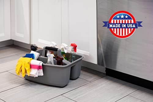 Mighty Tuff Rough and Rugged All-Purpose Cleaning Caddy, Grey/Black 2 Count (CD0170) | Durable organizer for carrying cleaning supplies, tools, and household essentials with a rugged, easy-grip design.