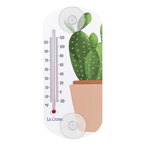 La Crosse 204-1520K 8-inch Analog Capillary Window Thermometer with Cactus - color: Shamrock