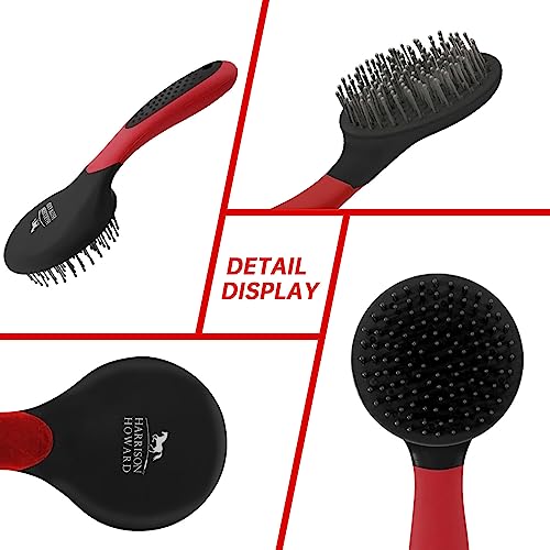 Harrison Howard Horse Mane and Tail Brush Horse Professional Grooming Brush Equestrian Detangler Non-Slip Brush Red - color: Red