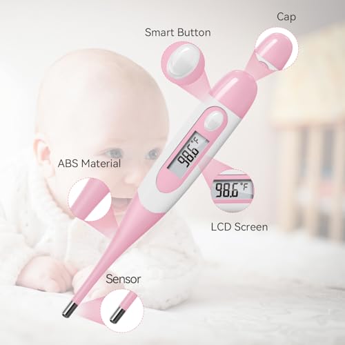 Clinical Digital Thermometer for Adults and Babies, Oral Armpit and Rectal Temperature Thermometer for Fever with Alarm, Flexible Tip - size: DT008