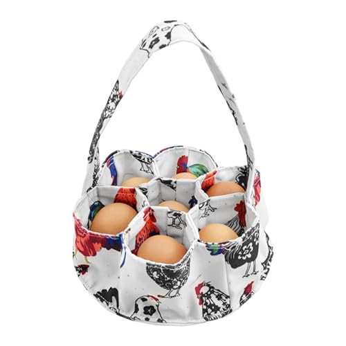 Egg Collecting Basket with 7 Pouches,Canvas Gathering Bag Egg Collecting Bags for Farmhouse Chicken Hen Duck Goose Housewife Garden Transporting Storage(SIZE:7.8x2.7 inch)