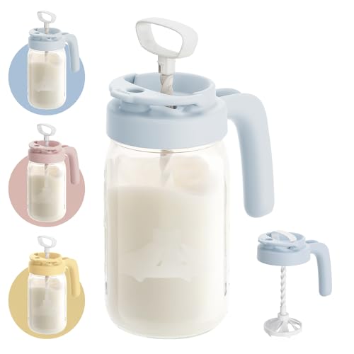 Papablic Breast Milk Pitcher, Formula & Baby Feeding Container, Blue | Glass | Wide Mouth | BPA-Free | Leakproof | Safe & Durable | Easy to Clean & Dishwasher Safe | No Bubbles & No Clumps - color: Blue