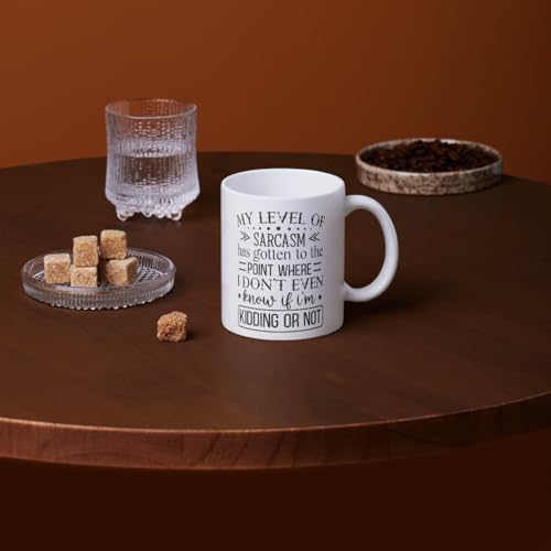 My Level of Sarcasm Has Gotten to the Point Where I Don't Even Know If I'm Kidding or Not Funny Coffee Mug - 11oz White Ceramic Sarcastic Humor Mug for Office, Coworkers, Friends
