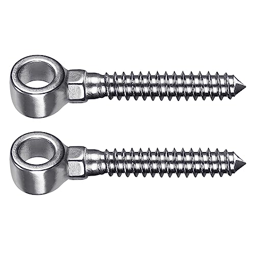 Insaga 304 Stainless Steel Gate Hinges, M16 Wood Gate Hinge, 2pcs Gate Hinge Bolts, One Piece Molded Screw Hook Hinge for Wood Fence, Farm Gate - color: M16 Eye Hinge-2Pcs