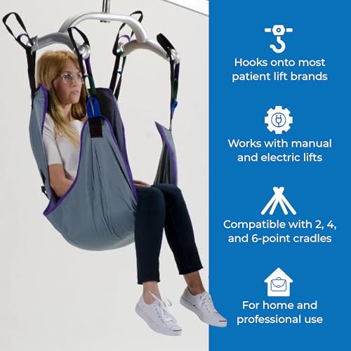 Patient Aid Solid Fabric Full Body Sling for Hoyer Patient Lift Sling | Holds up to 600 lb | Soft Padded Polyester Weave | Full Body Support | Hoyer Safe Lifting for Elderly & Bariatric - size: X-Large