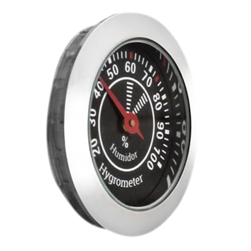 Hemoton 2-Pack Analog Cigar Humidor Hygrometer Round Mechanical Humidor Gauge Small Compact Humidity Meter for Cigar Box Violin Case Home Use