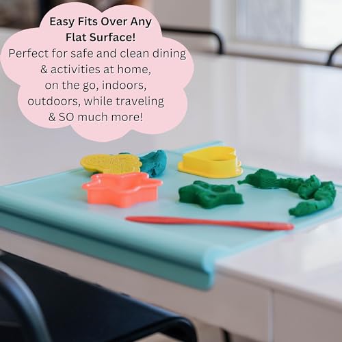 Silicone Placemat with Table Edge Bumper for Baby Toddler Suction Cup Safety Mat (Sky Blue) - color: Sky Blue, size: 10.5" Baby