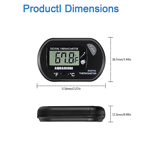 2pcs Aquarium Thermometer LCD Digital Fish Tank Thermometer with Water-Resistant Sensor Probe and Suction Cup for Turtle Incubators Terrarium Water Thermometer - color: 2pcs