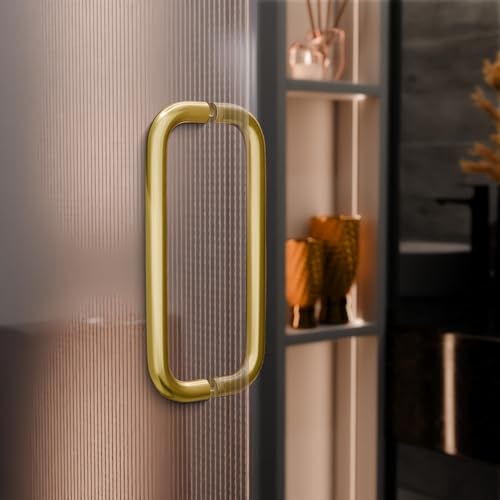 BRIXWELL Straight Back-to-Back Pull Handle Aluminum Material, Polished Brass Finish, 9" Total Length, 8" Center-to-Center, 1" Diameter, 3-1/4" Projection - color: Polished Brass, size: 9 Inch