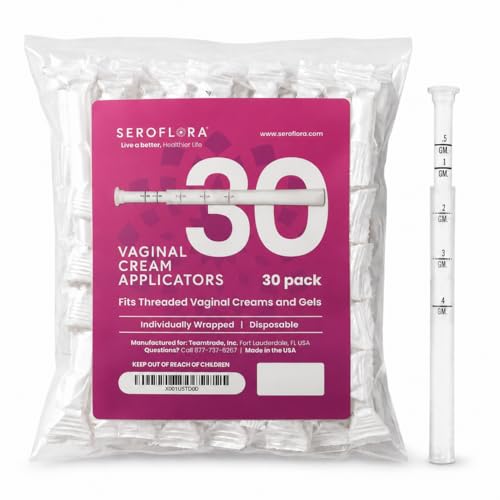 Seroflora Vaginal Cream Applicator, Individually Wrapped, Soft Tip, 30Pk | Fits Premarin, Estrace, Preseed and Most OTC Gels, Lubricants, and Creams - Threaded End, Comfort Tip, and Dosage Markings