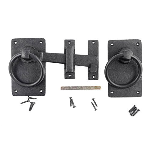 Renovators Supply Manufacturing Door Lock Latch 6.5 in. Black Wrought Iron Gate Latch Garage Barn Door Lock with Mounting Hardware - color: Black 6.5", size: Pack of 1