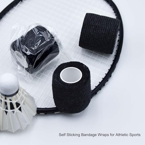 40 Rolls Self Adhesive Bandage Wrap Bulk Breathable Athletic Tape Elastic Cohesive Bandage Adhesive Wrap Roll for Sports Wrist Ankle, 2 Inch x 5 Yard (Black Colors) - color: Black
