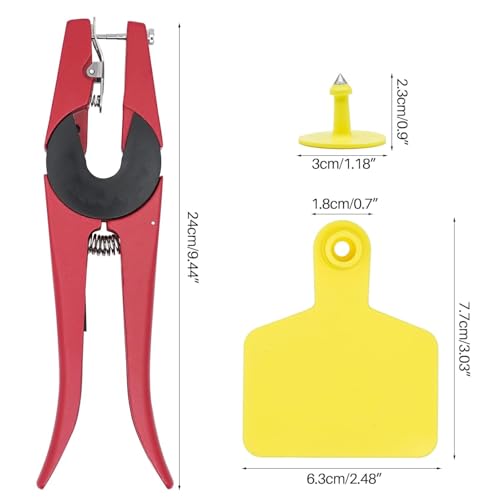 100 Pieces Blank Cattle Ear Tag with Applicator for Pig Cattle Cow Dog | TPU Livestock Ear Tag Kits Animal Identification with Ear Tag Applicator (Yellow) - color: Yellow