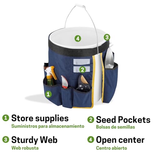 Bucket Tool Organizer, 5 Gallon Garden Tool Bucket Organizer, Bucket Tool Caddy Organization for Garden, Construction, Carpenter, Electrician, Builder