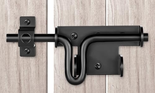 Slide Bolt Gate Latch, Heavy Duty Slide Latches | Thickened Steel, Black Powder Coated; Padlock Hole for Extra Security; for Wood Fence, Barn, Shed, Garden Gates - size: 1 Pack