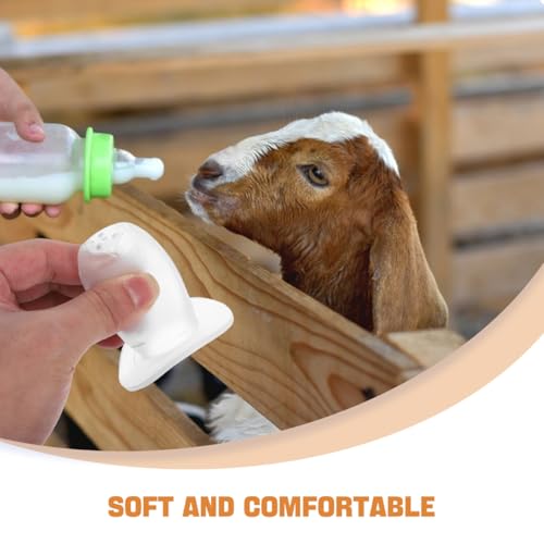 Kisangel 5 Pack Calf Bottle Nipples Soft Silicone Goat Nursing Nipple Leakproof Pet Feeding Nipple for Young Animals Replaceable Teat for Milk Feeding Supplies