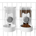 Hanging Cage Auto Pet Food Bowl Water Bottle Dispenser, 1L, Grey | Auto Gravity Pet Feeder and Waterer Set, Kennel Feeding Station, Crate Feeder Dish, For Rabbit Puppy Cats Ferret - color: Grey