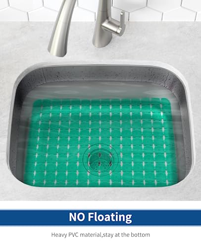 Bligli Sink Mat for Stainless Steel/Ceramic Sinks, 2 Pack 15.8x11.8 inches PVC Sink Protectors for Bottom of Kitchen Sink, Dishes and Glassware drain Mats, Durable and Fast Draining (Green) - color: Green