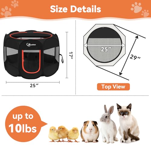 Siedihit Black Dog Cat Playpen, Puppy Pet Playpen Indoor for Small Dog | Crate Tent Cage Outdoor, Portable Pop Up Dogs Enclosure Kennel with Carrying Case for Dogs/Cats/Rabbits - color: Black