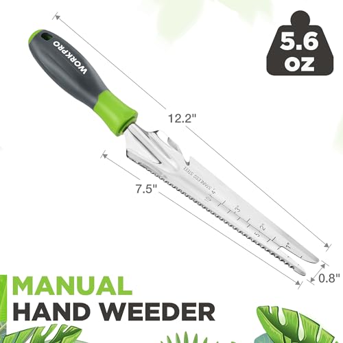 WORKPRO 5-in-1 Hand Weeder Puller, Stainless Steel Garden Trowel | Gardening Weeding Tool for Easy Weeder Removal, Planting, Weeding, Flower & Vegetable Care in Garden Lawn Yard