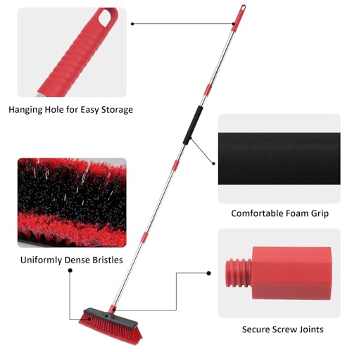 18”Push Broom with 70” Long Handle Heavy Duty Outdoor Broom for Cleaning Shop Garage Driveway Patio Deck Concrete Floor Sweeping - size: 18inch