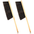 2 Pieces Dust Brush Hand Broom Wooden Bench Brushes with Soft Bristles Counter Brush with Long Wood Handle Household Cleaning Brush for Sofa Bed Fireplace Car - color: Brown