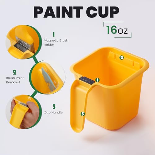 Voomey 15Pc Paint Bucket Holds 16 oz. of Paint or Stain, Paint Cup, Paint Pail Liner, Trim Painting Tool, for Finishing Work and Repairs - color: Paint Cup & Liner Combo