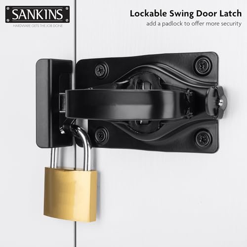 Gate Door Latch, Dual-Sided Operation, Heavy Duty Durable Gate Door Latches for Wooden, Vinyl, Metal Gates, Suitable for Inward and Outward Opening Gates, Enhanced Security with Lock, Black