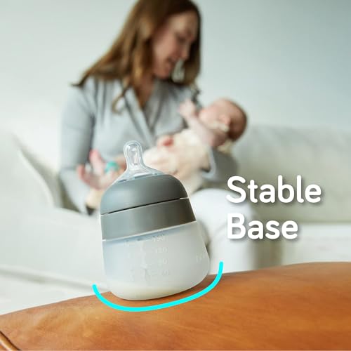 Nanobebe Flexy Silicone Baby Bottle, Anti-Colic, Natural Feel, Non-Collapsing Nipple, Non-Tip Stable Base, Easy to Clean, 3-Pack, White, 9oz - color: White, style: 9 Ounce 3-Pack