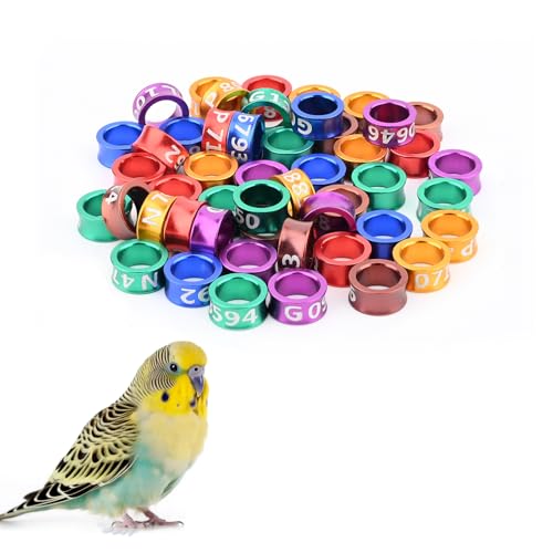 Bird Ring Leg Bands Identify Band Aluminum Alloy Closed Bird Ring for Hibiscus Birds,Parrots,Peonies,etc.Mixed Colors 50 Per Pack(ID6.0MM) - size: ID6.0MM
