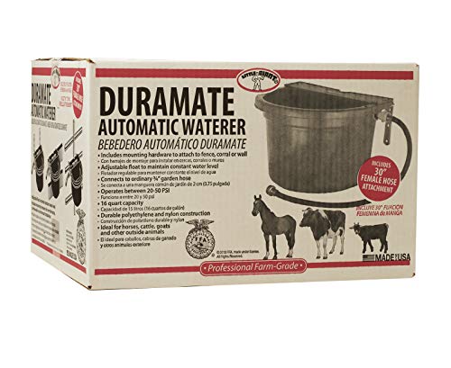 Little Giant® Automatic Animal Waterer | DuraMate Float Controlled Automatic Waterer for Livestock | Heavy Duty and Durable | Made in USA | 4 Gallon (Blue, 4 Gallon) | Float-Controlled Auto-Refill, Attached 30 Inch Hose Connects to Outdoor Tap, Metal Moun