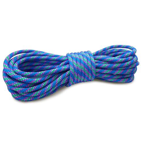 8mm Accessory Cord 6M (20ft) UIAA Rock Climbing Rope 14Kn High Tensile Strength Rock Climbing Accessories Cord Double Braid Nylon Cord for Mountain Tree Climbing, Canyoneering,Fire Rescue - size: 20FT, style: 8mm-Blue