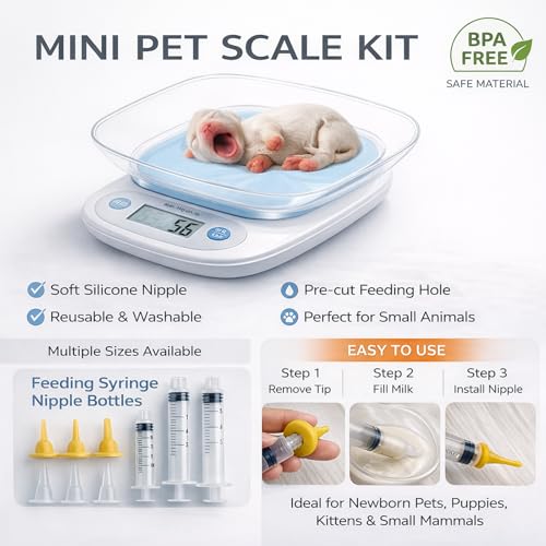 Puppy Kitten Whelping Supplies, Whelping kit for Puppies Birth,Kitten Supplies,Dog Supplies,Puppy kit,Kitten Bottle Feeding kit for New Born Puppy Supplies and Kitten (with Small Animals Scales) - color: red